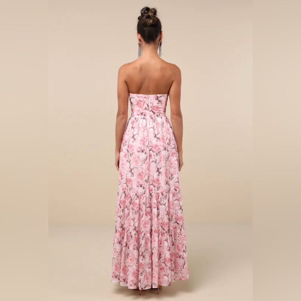 Lulu's Special Moment Strapless Bustier Pink Floral Maxi Dress Size XL NWT - Picture 5 of 16